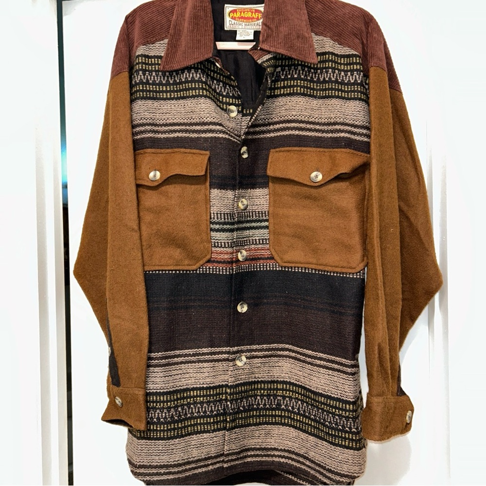Vintage 90s Paragraff Clothing striped southwest LS wool Flannel Shirt Men’s L